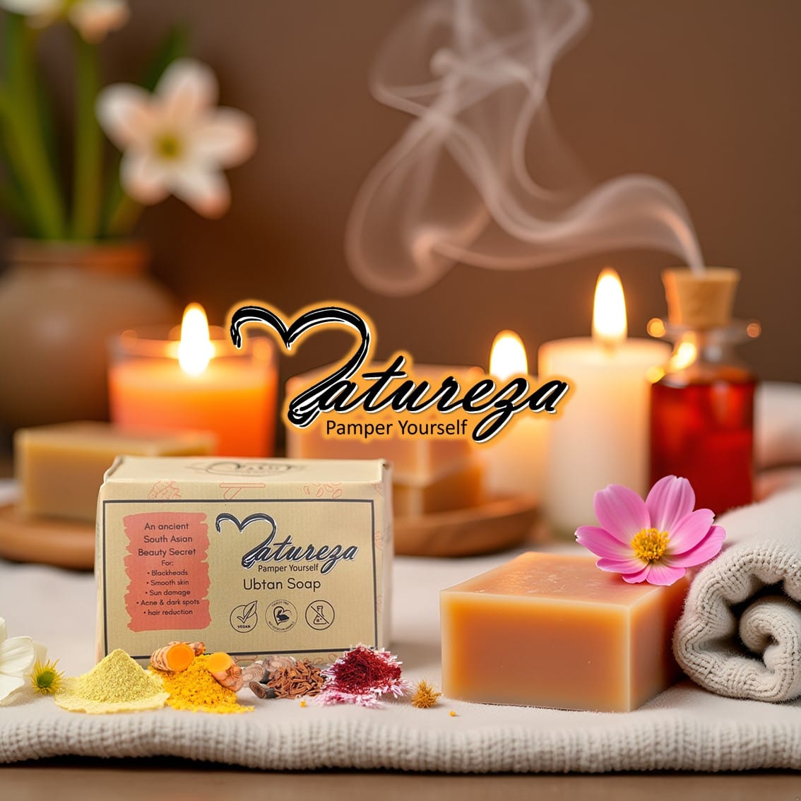 Organic Handmade Ubtan Soap | Sandalwood Turmeric soap for radiant glowing skin - Image 3