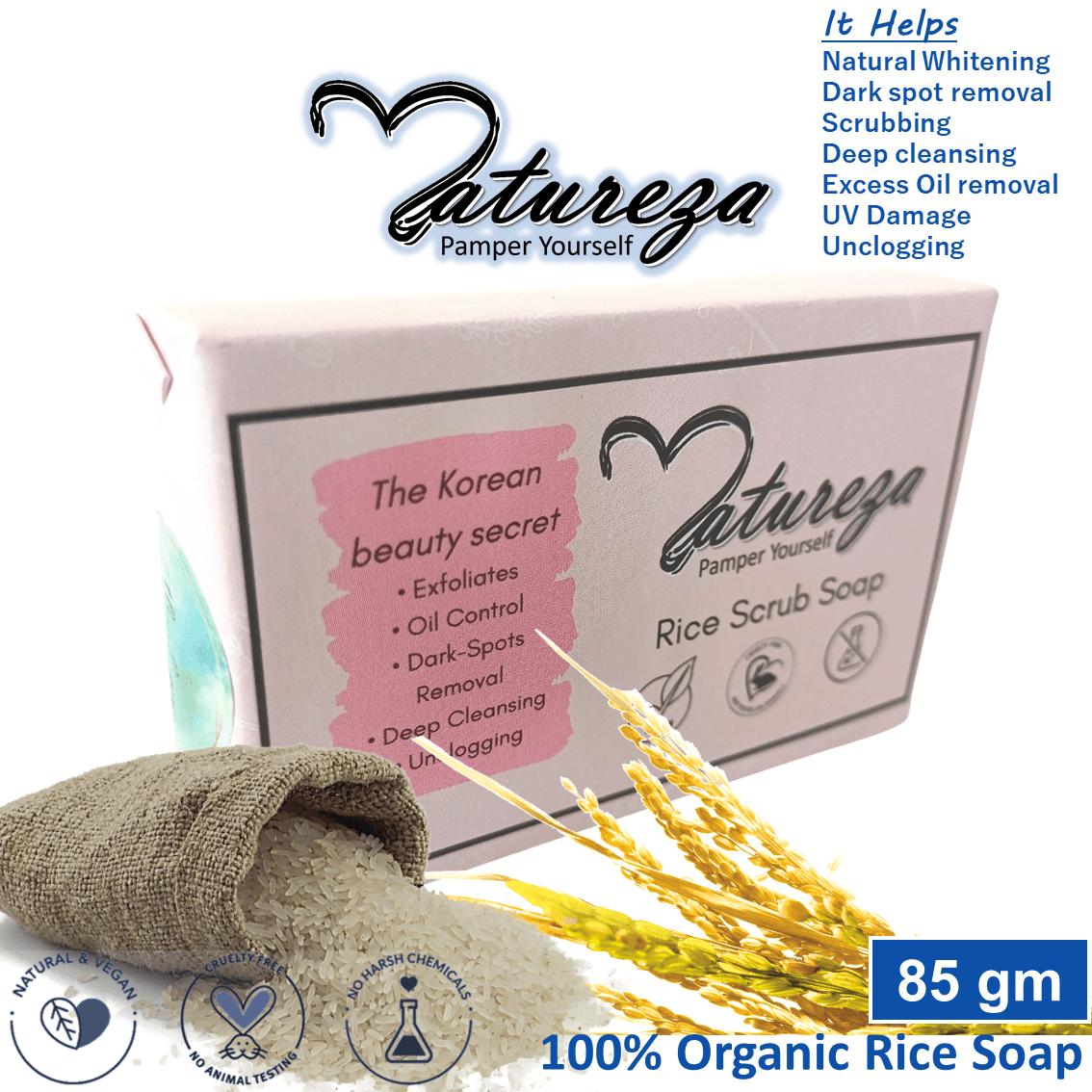 Ayurvedic Rice body scrub soap, natural tan remover for glowing skin & dark spots lightening - Image 7